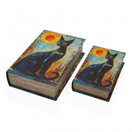 SET OF 2 DECORATIVE BOOKS "EGYPTIAN CAT"