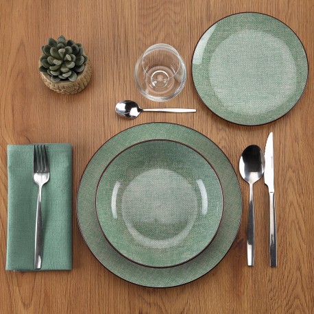 18-PIECE "TELA" GREEN DINNER SET
