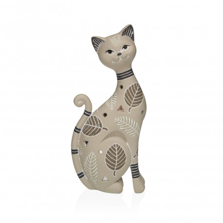 BEIGE CAT FIGURE 10.5X22.5CM