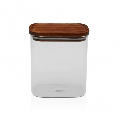 SQUARE JAR WITH ACACIA LID 900ML