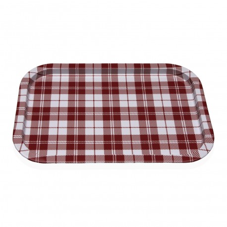 RED VICHY METAL PLATTER