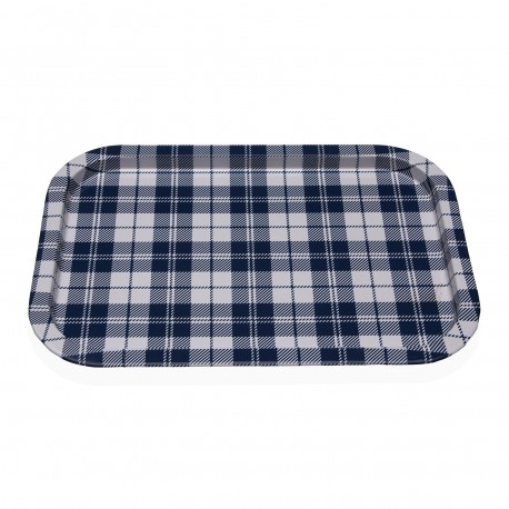 BLUE VICHY METAL PLATTER