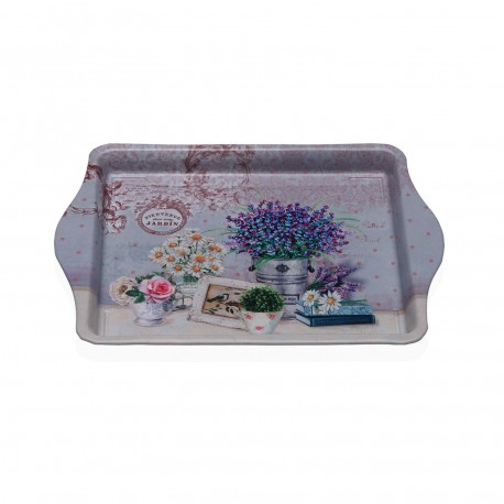 FLEURS METAL PLATTER WITH HANDLES