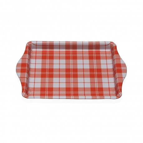 ORANGE VICHY METAL PLATTER WITH HANDLES