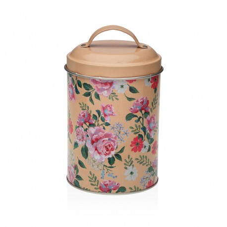 YELLOW FLOWER LIDDED METAL JAR