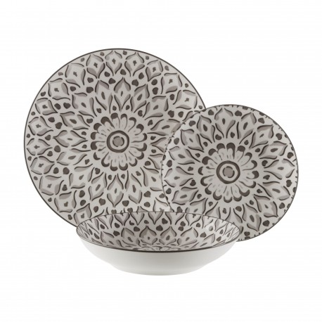 18-PIECE "LOLA" GREY DINNER SET