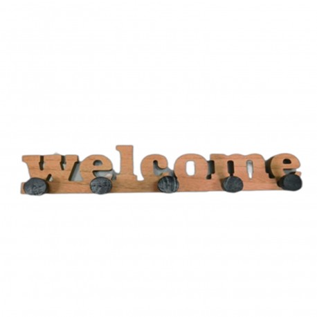 WALL RACK 5 HOOKS "WELCOME"