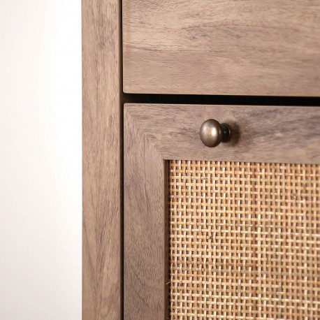 SHOE CABINET WITH RATTAN 3 DRAWERS