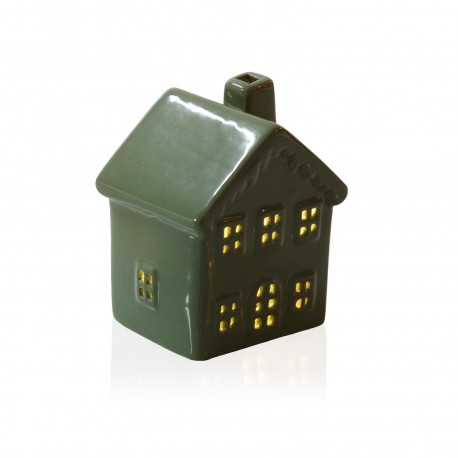 GREEN LED CERAMIC HOUSE FIGURE