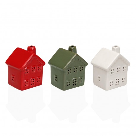 GREEN LED CERAMIC HOUSE FIGURE