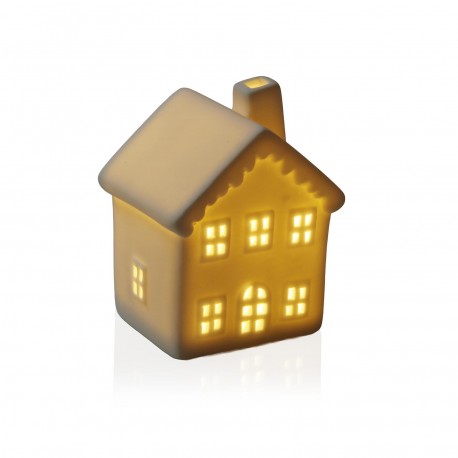 WHITE LED CERAMIC HOUSE FIGURE