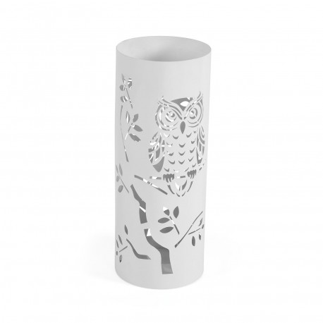 WHITE UMBRELLA STAND WITH OWLS