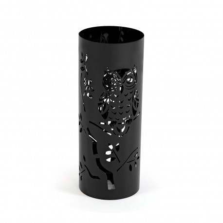 BLACK UMBRELLA STAND WITH OWLS