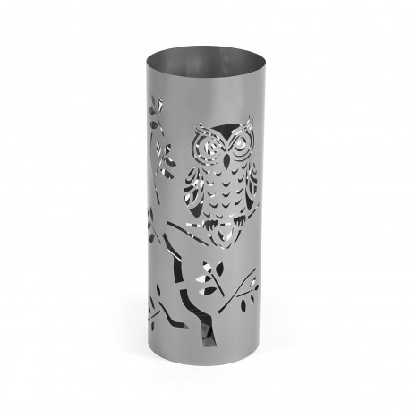 SILVER UMBRELLA STAND WITH OWLS