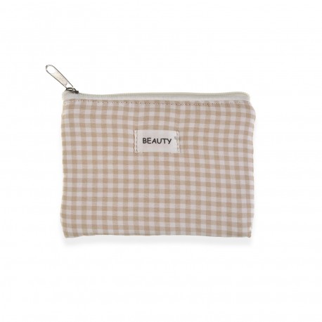 BEIGE VICHY TOILETRY BAG 17X12CM