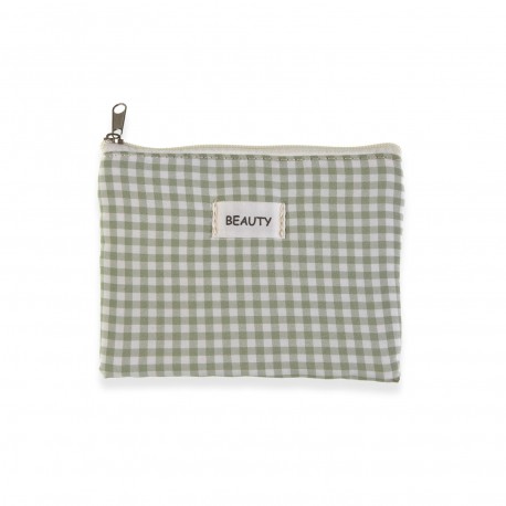 GREEN VICHY TOILETRY BAG 17X12CM