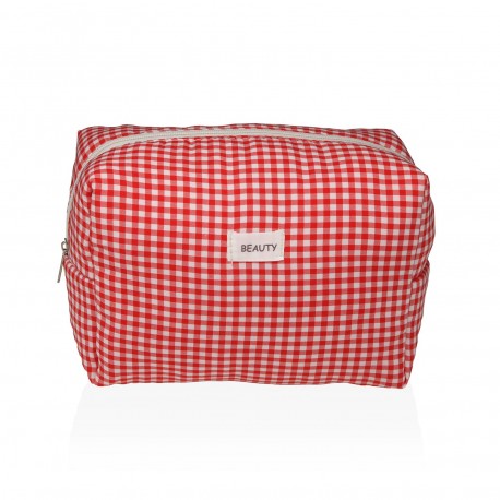 LARGE RED VICHY TOILETRY BAG
