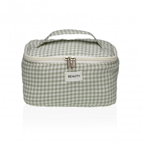 GREEN VICHY TOILETRY BAG WITH HANDLE