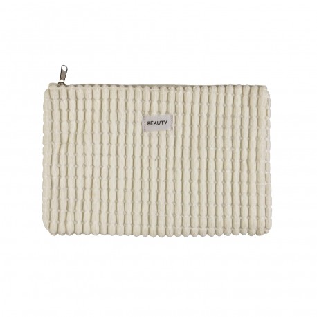 WHITE CORDUROY TOILETRY BAG 27X19CM