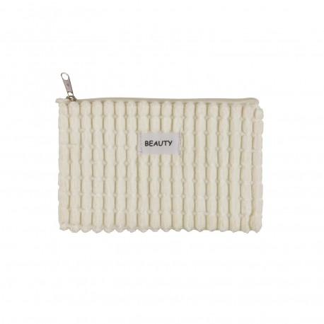 WHITE CORDUROY TOILETRY BAG 17X12CM