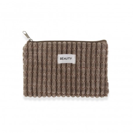 KHAKI CORDUROY TOILETRY BAG 17X12CM