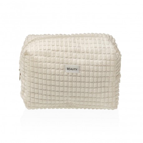 LARGE WHITE CORDUROY TOILETRY BAG