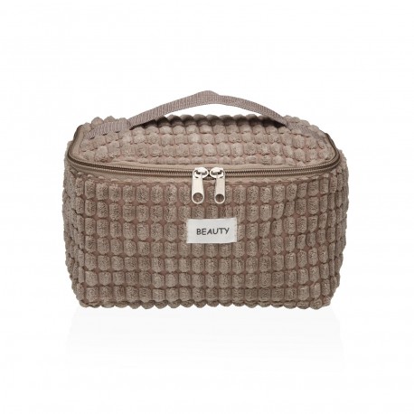 KHAKI CORDUROY TOILETRY BAG WITH HANDLE