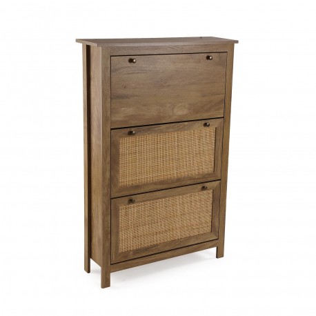 SHOE CABINET WITH RATTAN 3 DRAWERS