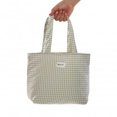 GREEN GINGHAM BAG