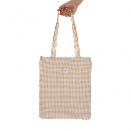 BEIGE VICHY HANDBAG