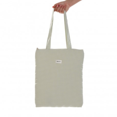 GREEN GINGHAM TOTE