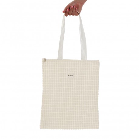 WHITE CORDUROY HANDBAG