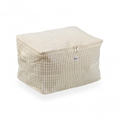 MEDIUM WHITE CORDUROY STORAGE BOX