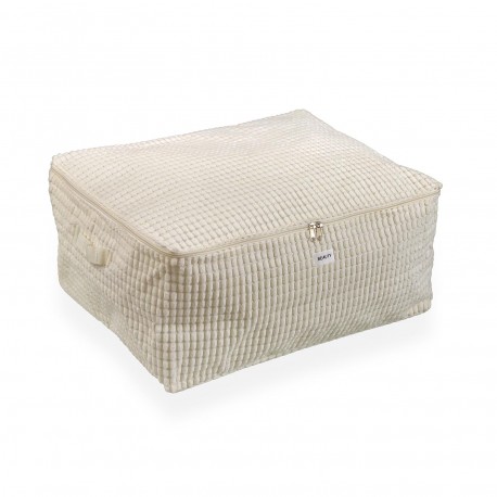 LARGE WHITE CORDUROY STORAGE BOX