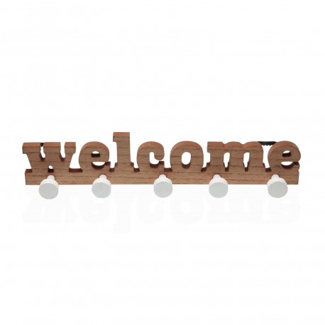 WALL RACK 5 HOOKS "WELCOME"