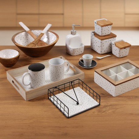 SPECKLE SALT BOWL WITH BAMBOO LID