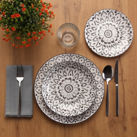 18-PIECE "LOLA" GREY DINNER SET