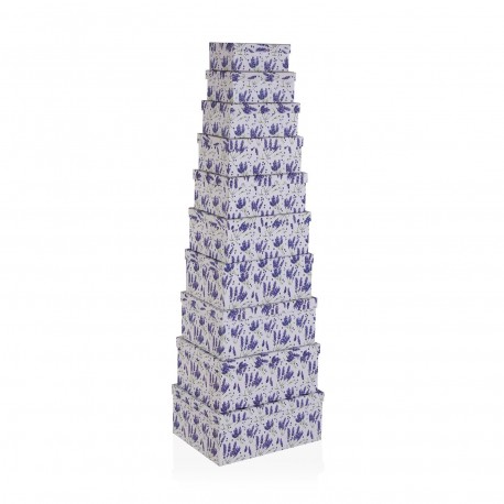 SET OF 10 "LAVANDA" CARDBOARD BOXES