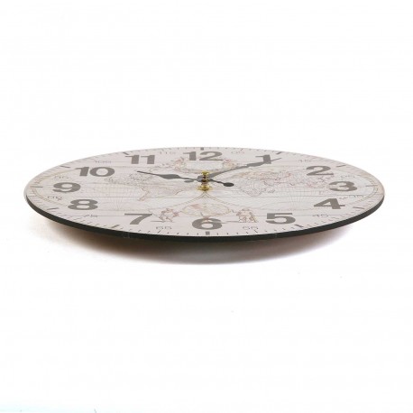 WOODEN CLOCK WORLD 28CM