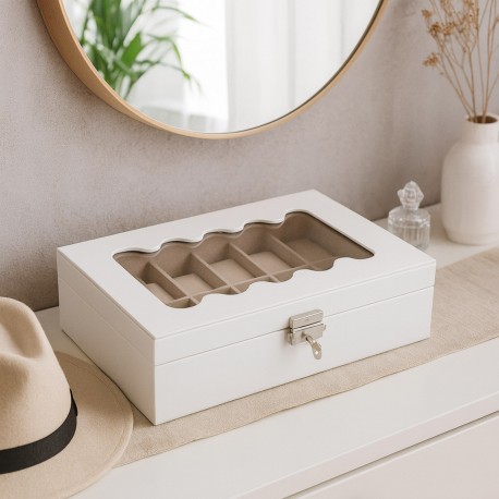 WHITE 12-WATCH JEWELLERY BOX