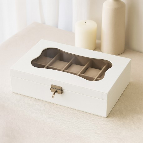 WHITE WATCH JEWELLERY BOX