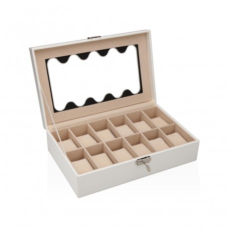 WHITE 12-WATCH JEWELLERY BOX