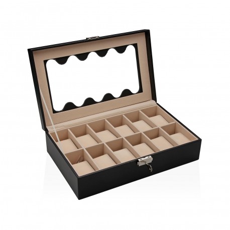 BLACK 12-WATCH JEWELLERY BOX