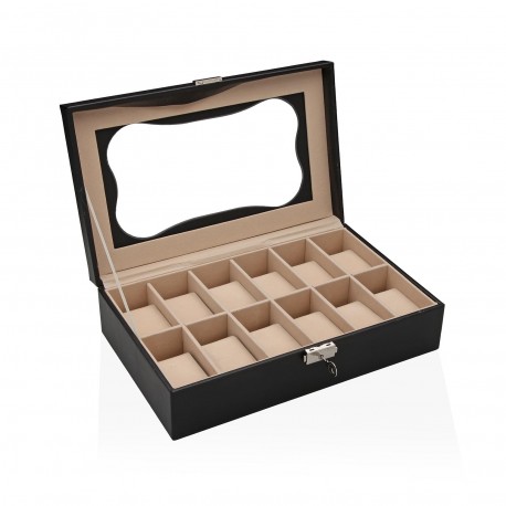 BLACK 12-WATCH JEWELLERY BOX