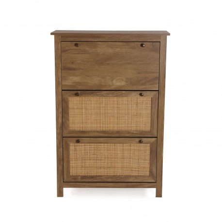 SHOE CABINET WITH RATTAN 3 DRAWERS
