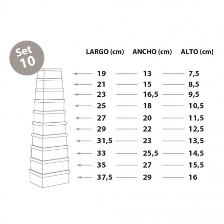 SET OF 10 "LAVANDA" CARDBOARD BOXES