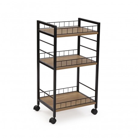 BLACK 3-BASKET TROLLEY WITH WHEELS BLACK 3-BASKET TROLLEY WITH WHEELS