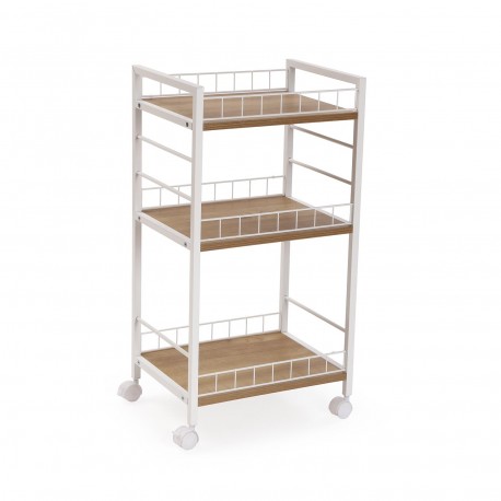 WHITE 3-BASKET TROLLEY WITH WHEELS WHITE 3-BASKET TROLLEY WITH WHEELS