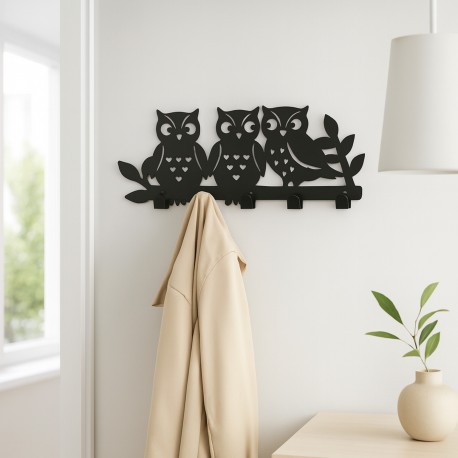 BLACK OWLS FAMILY COAT RACK