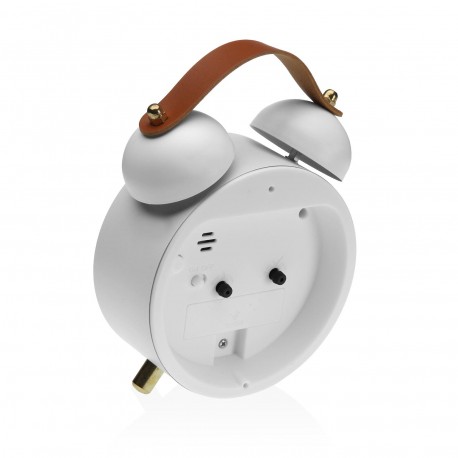 WHITE METAL TABLE ALARM CLOCK WHITE METAL TABLE ALARM CLOCK